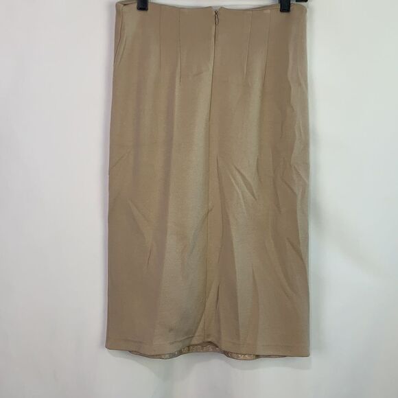 St. John tan pleated bow front pencil skirt - Picture 5 of 7